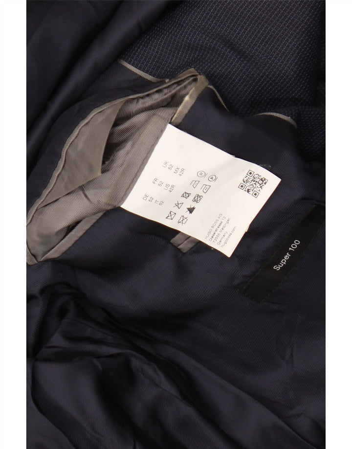 Męska marynarka zapinana na 2 guziki HUGO BOSS EU 52 XL, wełniana w granatową kratkę