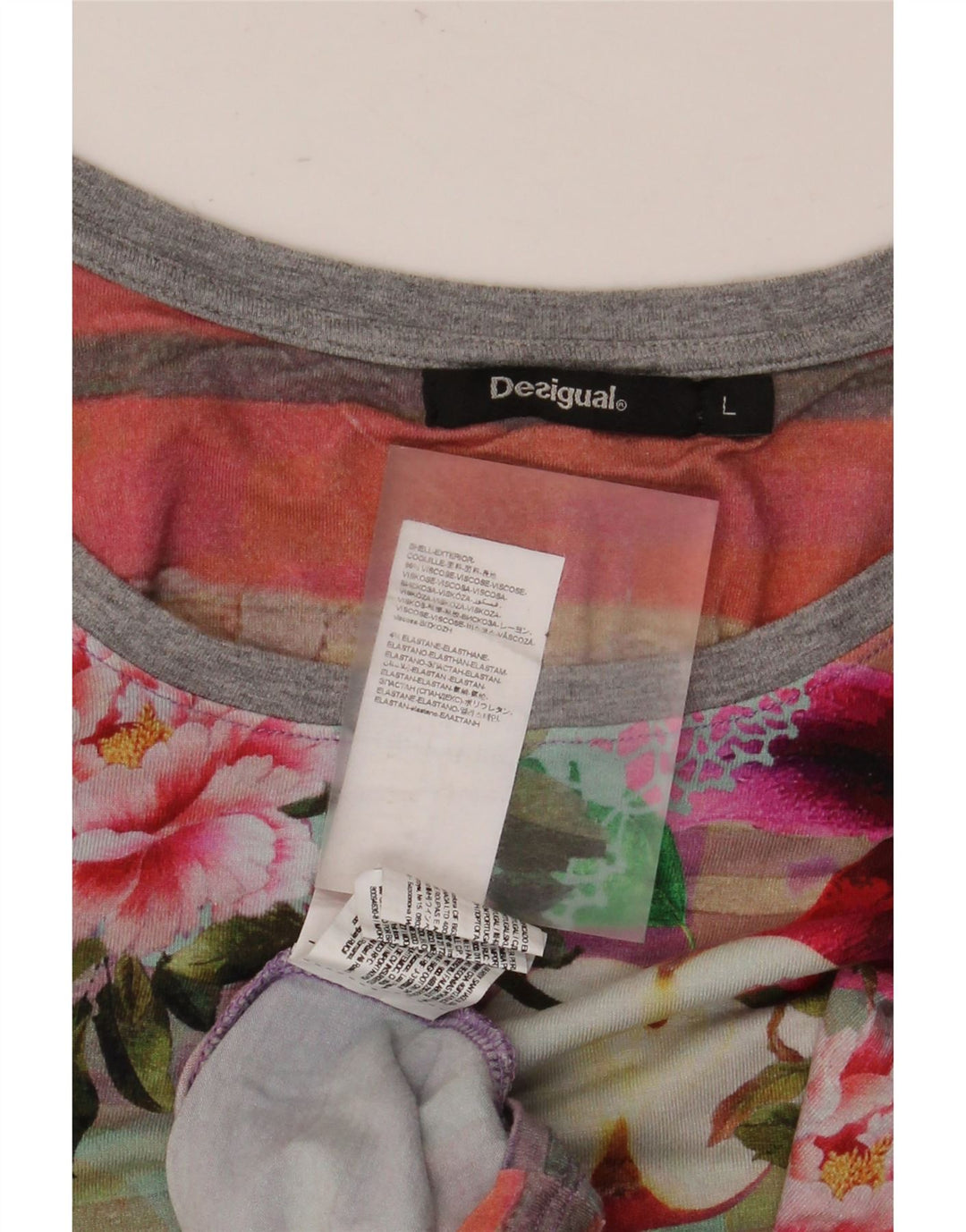 Damska bluzka o regularnym kroju Desigual UK 16, duża, wielobarwna, w kwiaty, wiskoza