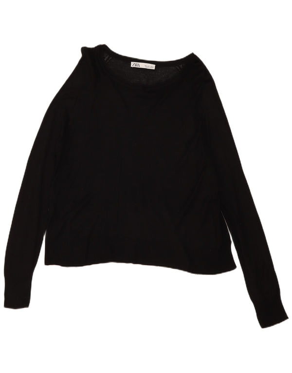 Damski sweter oversize z dekoltem w łódkę Zara UK 10 Small, czarna wiskoza