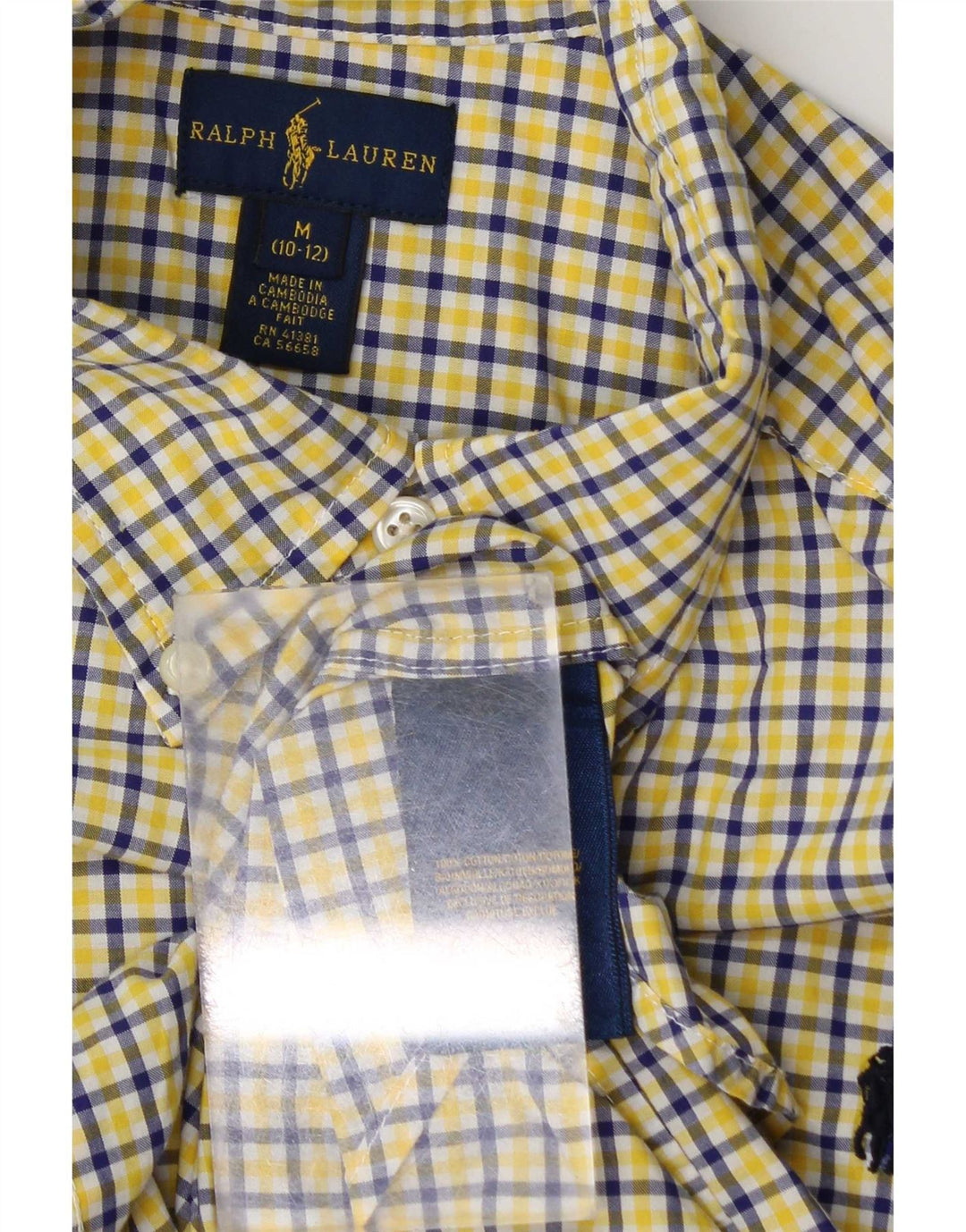 Koszula chłopięca Ralph Lauren 10-11 lat, bawełniana, w średnią żółtą kratkę