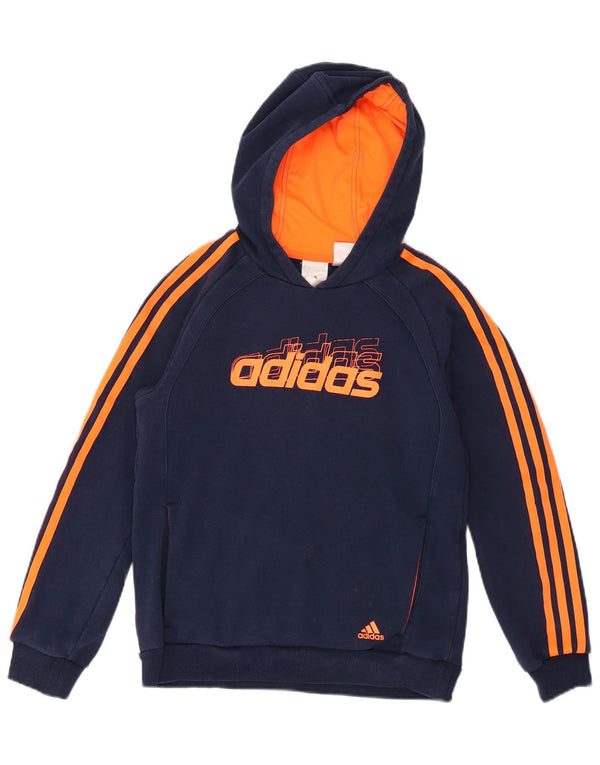 Chłopięca bluza z kapturem Adidas Graphic 11-12 lat, duża, granatowa w paski