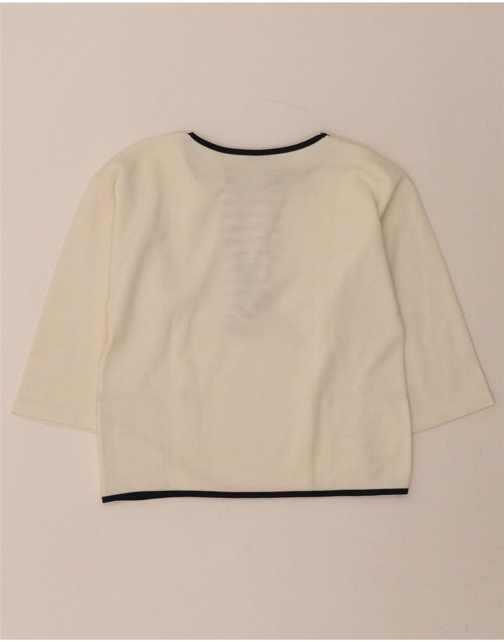 VINTAGE Womens Oversized Boat Neck Jumper Sweater UK 10 Small White Vintage Vintage and Second-Hand Vintage from Messina Hembry 