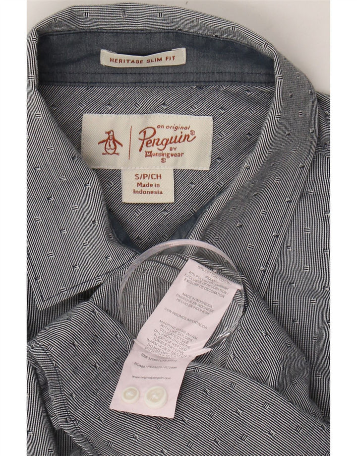 PENGUIN Mens Heritage Slim Fit Shirt Small Grey Striped Cotton Vintage Penguin and Second-Hand Penguin from Messina Hembry 