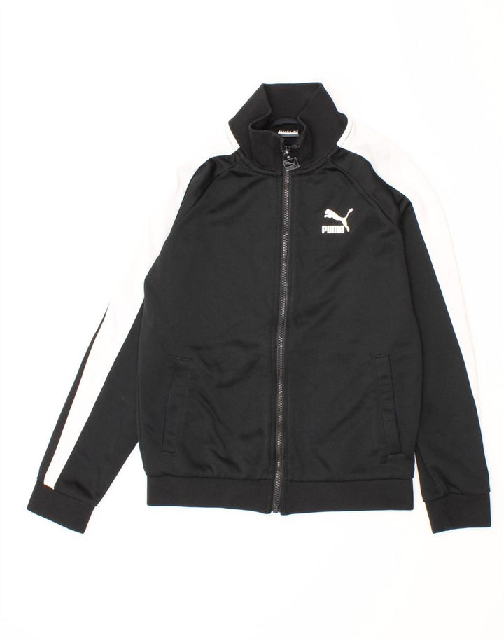 PUMA Boys Graphic Tracksuit Top Jacket 11-12 Years Black Colourblock Vintage Puma and Second-Hand Puma from Messina Hembry 