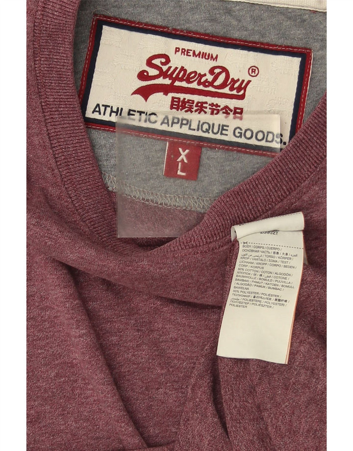 Męski T-shirt Superdry z grafiką, XL, bordowa, bawełniana