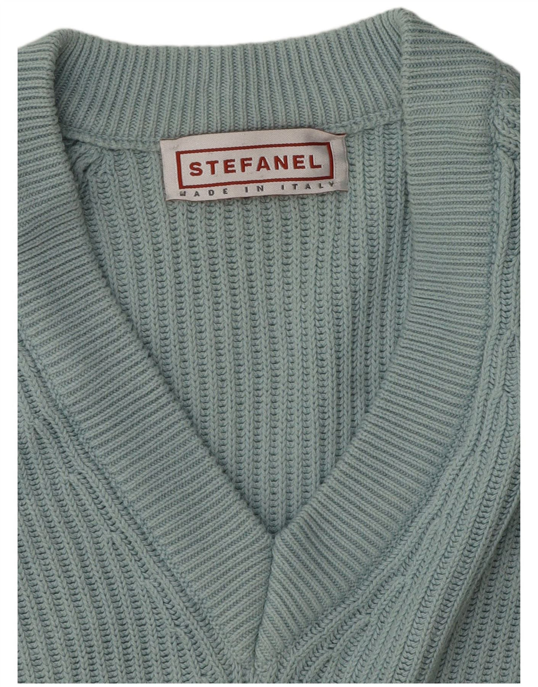Sweter damski Stefanel z dekoltem w kształcie litery V, UK 16, duży niebieski