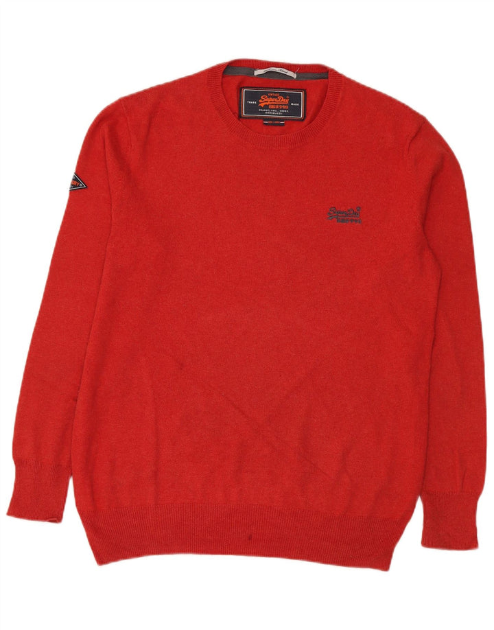 Męski sweter Superdry z okrągłym dekoltem, duży, czerwony, bawełniany