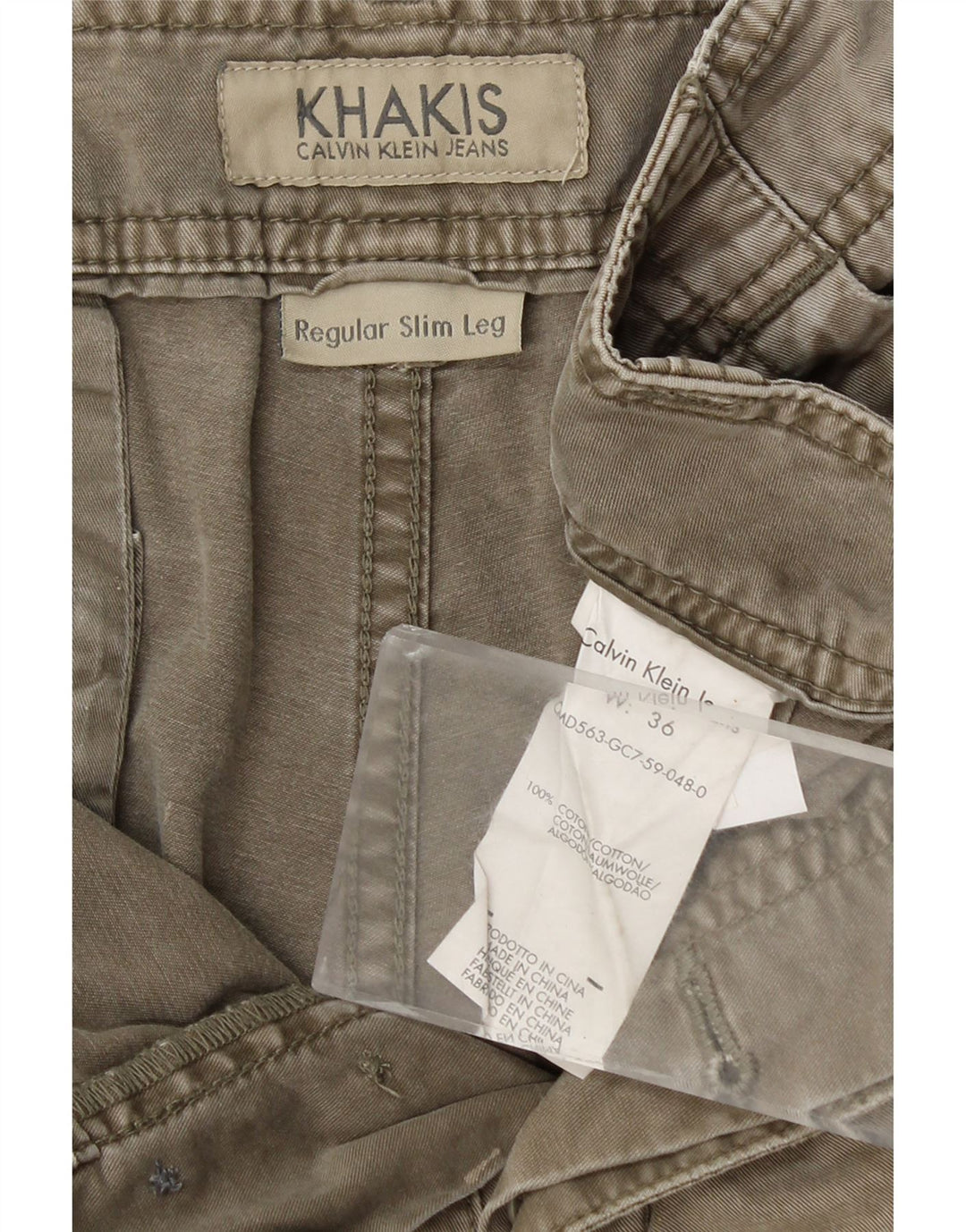 Męskie szorty cargo CALVIN KLEIN Regular W36, duże, bawełniane w kolorze khaki