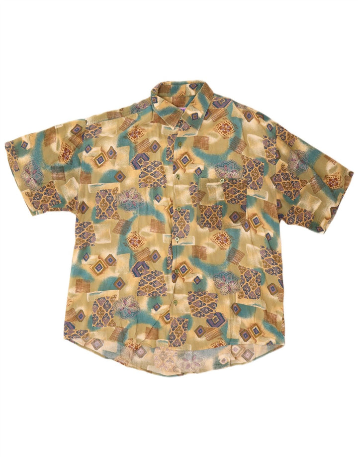 Podstawowa koszula męska z krótkim rękawem XL, wielobarwna, geometryczna