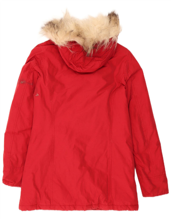 Damski płaszcz z kapturem, oversize, wyściełany Woolrich UK 10 Small Burgundy