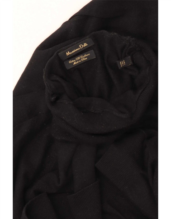 Sweter damski Massimo Dutti z wywijanym dekoltem UK 16, duży, czarny, bawełniany