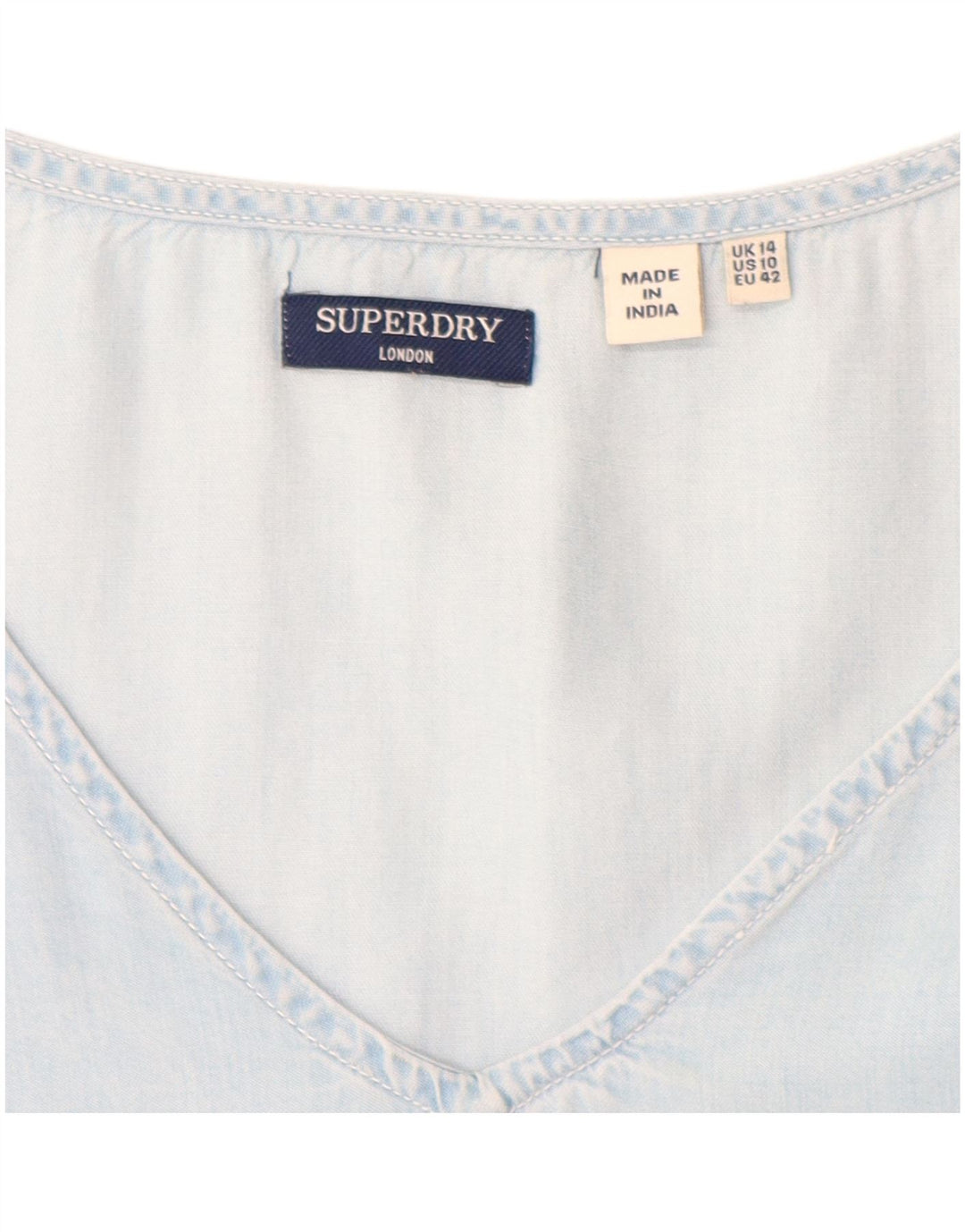 SUPERDRY Damska sukienka o linii A UK 14 Średni niebieski Lyocell