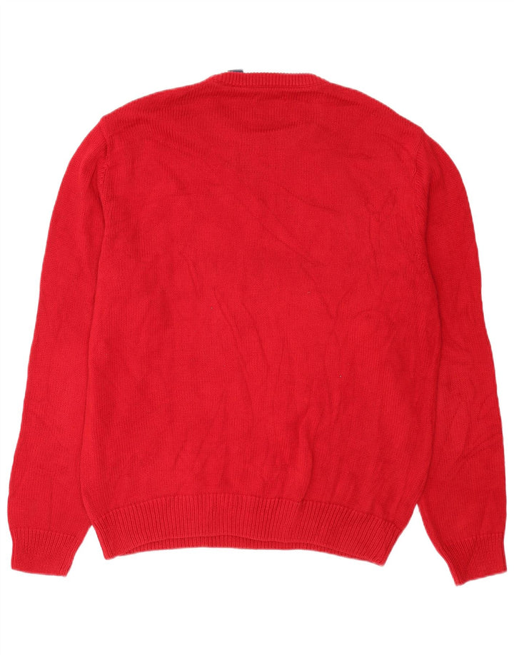 Męski sweter z wycięciem pod szyją Chaps, duży, czerwony, bawełniany