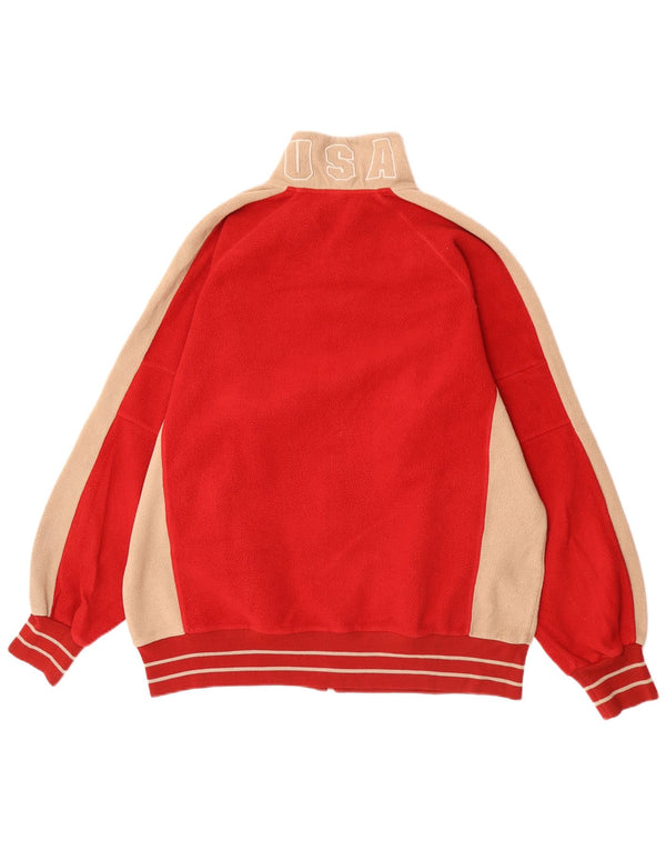 North Sails Mens Graphic Fleece Jacket UK 44 2XL Red Colourblock