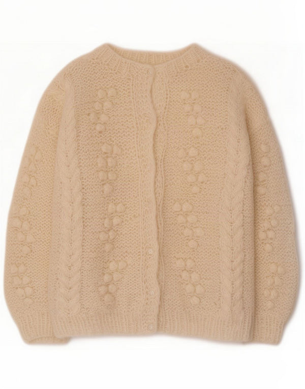 Vintage damski sweter kardigan UK 14 Medium Off White Nowość