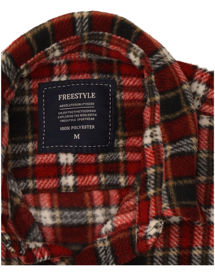 Męska koszula flanelowa w stylu vintage, poliester w czerwoną kratę