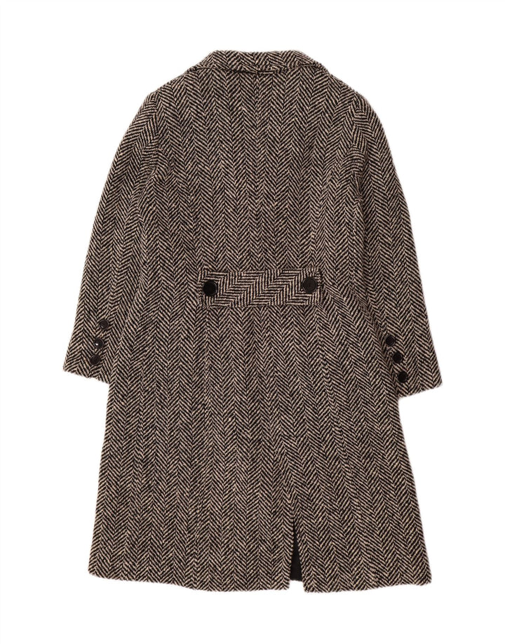 MIRELLA MORI Damski płaszcz oversize UK 18 XL, czarna wełna w jodełkę