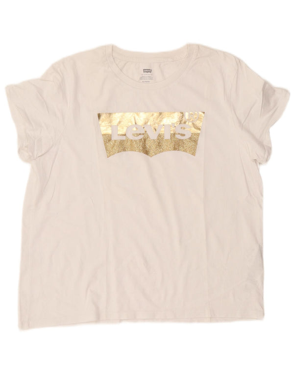 Damska koszulka z grafiką Levi's Top UK 18 XL, biała bawełna