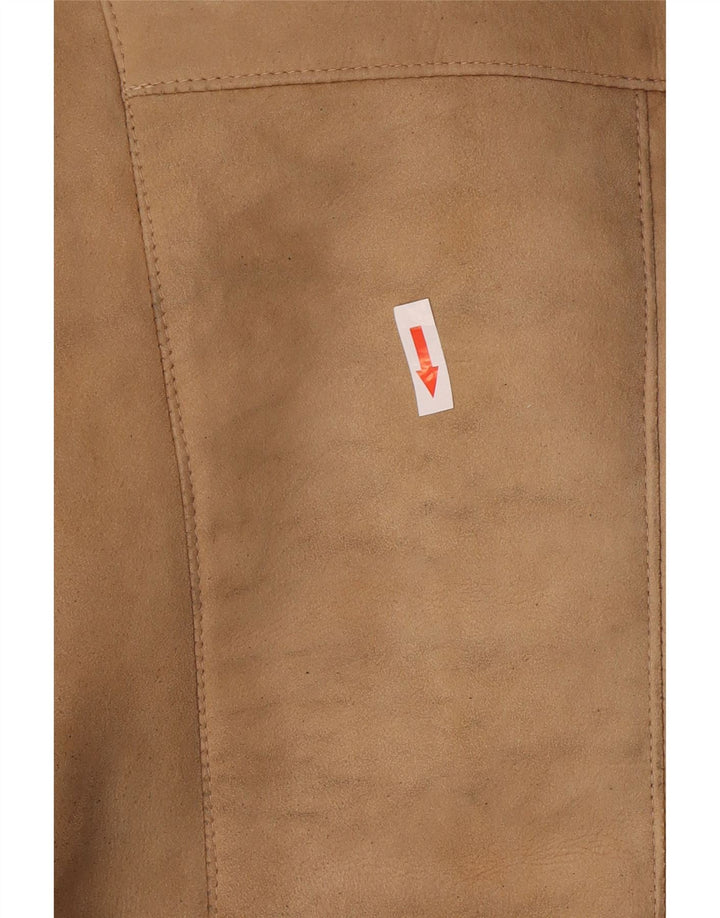 Vintage damski płaszcz z owczej skóry UK 10 Small Beige