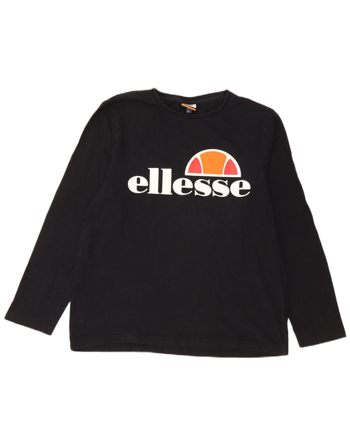 Męski top graficzny Ellesse z długim rękawem, duży, czarny, bawełniany