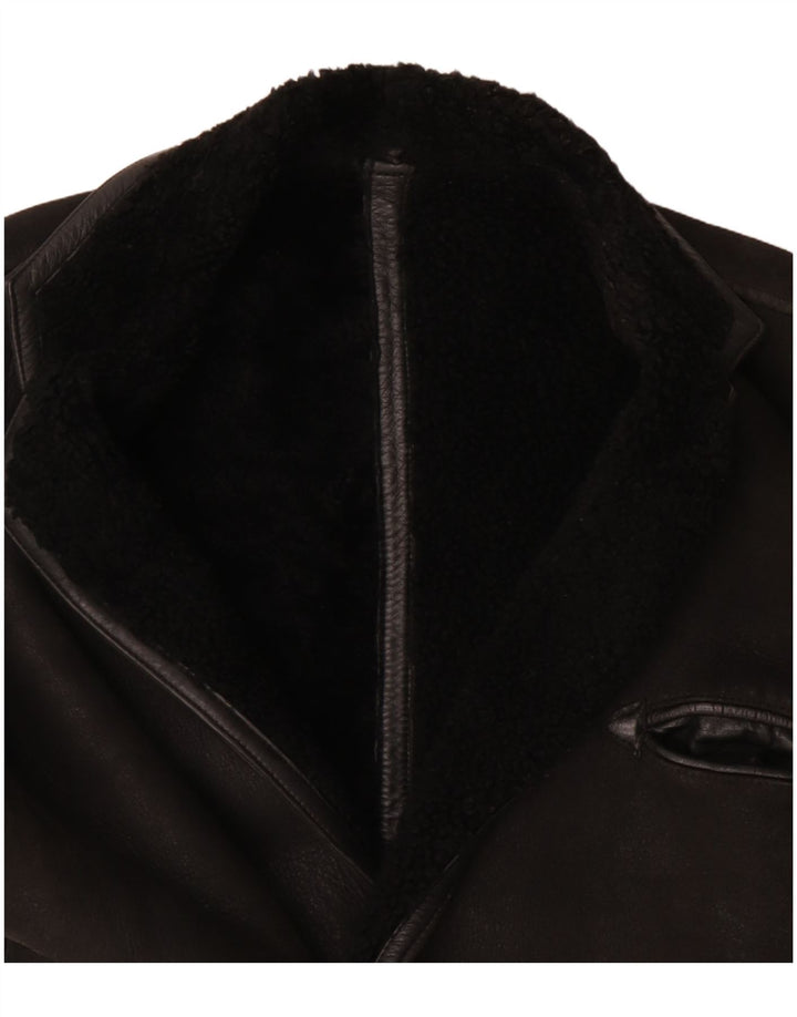 Vintage męska kurtka shearling UK 40 duża czarna