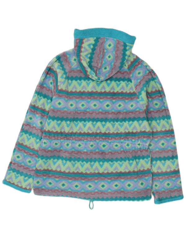 Damski sweter polarowy z kapturem Polartec UK 14 Średni turkusowy geometryczny