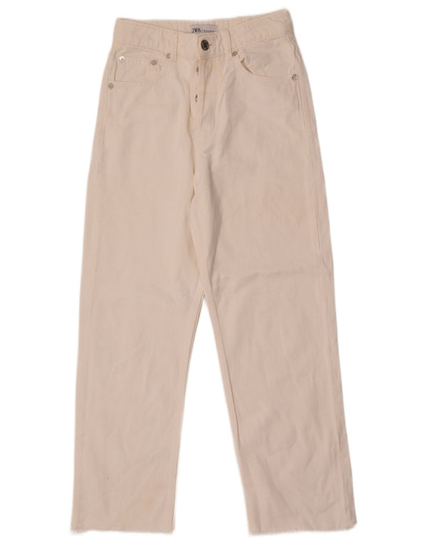 Zara Womens High Waist Tapered Jeans EU 36 XS W26 L27 White Cotton