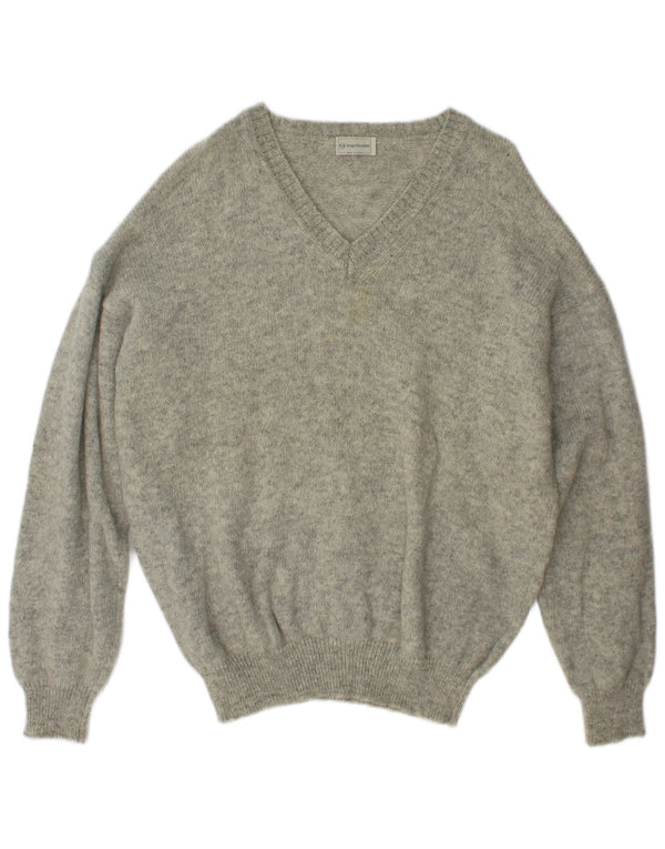 Sergio Tacchini Mens V-Neck Jumper Sweater 2XL Grey Flecked Wool