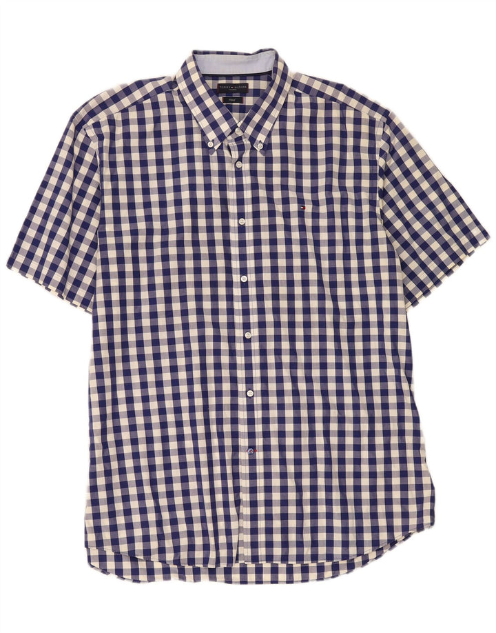 Męska dopasowana koszula Tommy Hilfiger rozmiar 45 18 2XL granatowa kratka