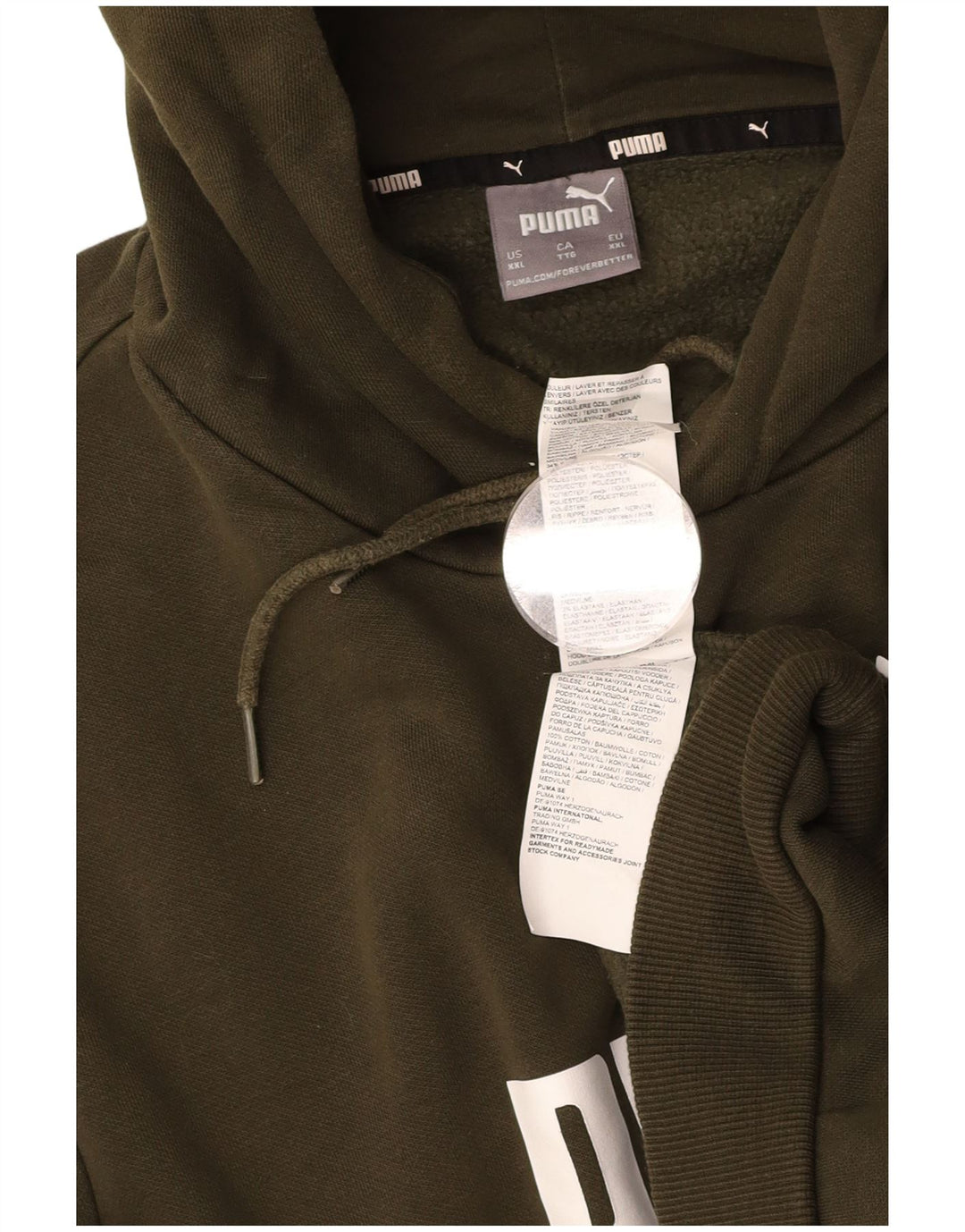 Męski sweter z kapturem i grafiką PUMA 2XL, bawełna khaki
