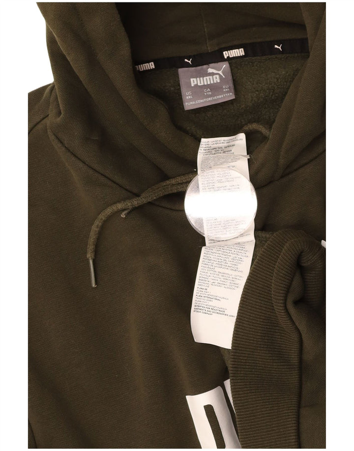 Męski sweter z kapturem i grafiką PUMA 2XL, bawełna khaki
