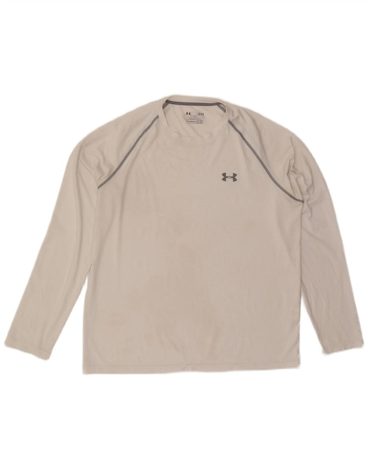 Męski top Under Armour Heat Gear z długim rękawem, duży, biały poliester