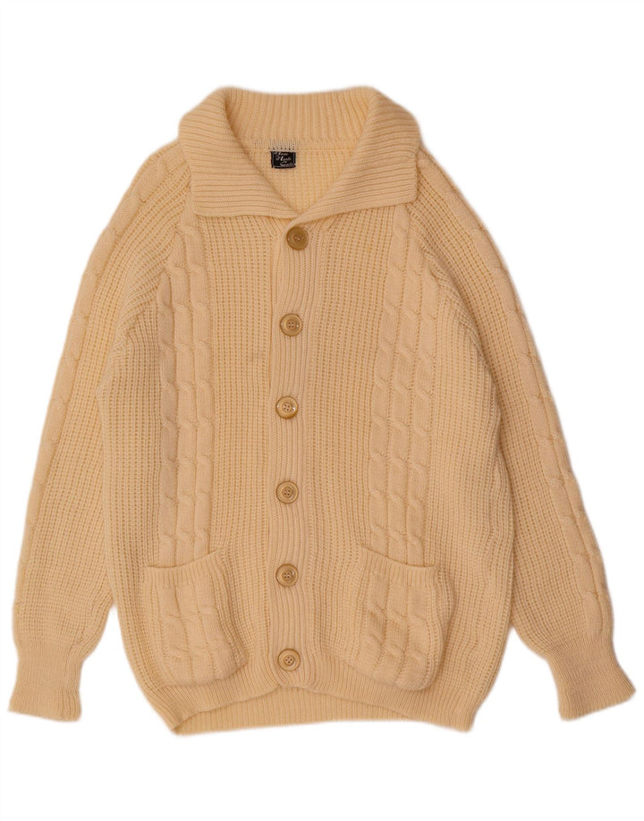 Vintage męski sweter rozpinany, duży w kolorze złamanej bieli