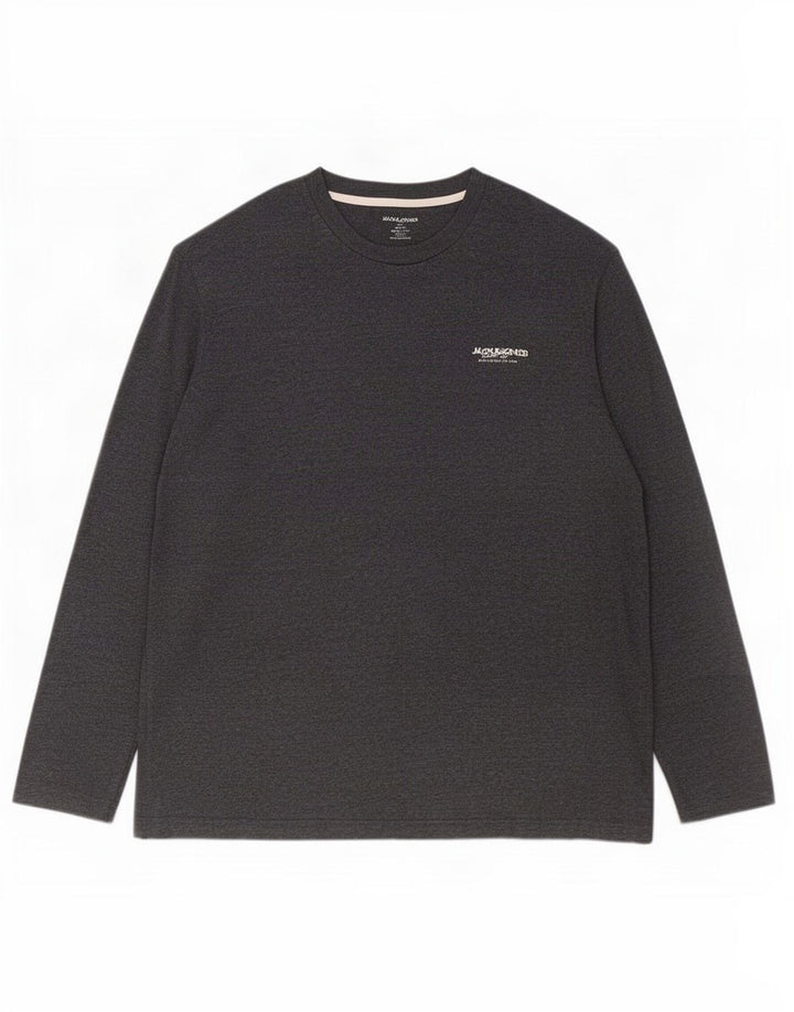 Top męski Jack & Jones z długim rękawem 2XL, szary, bawełniany