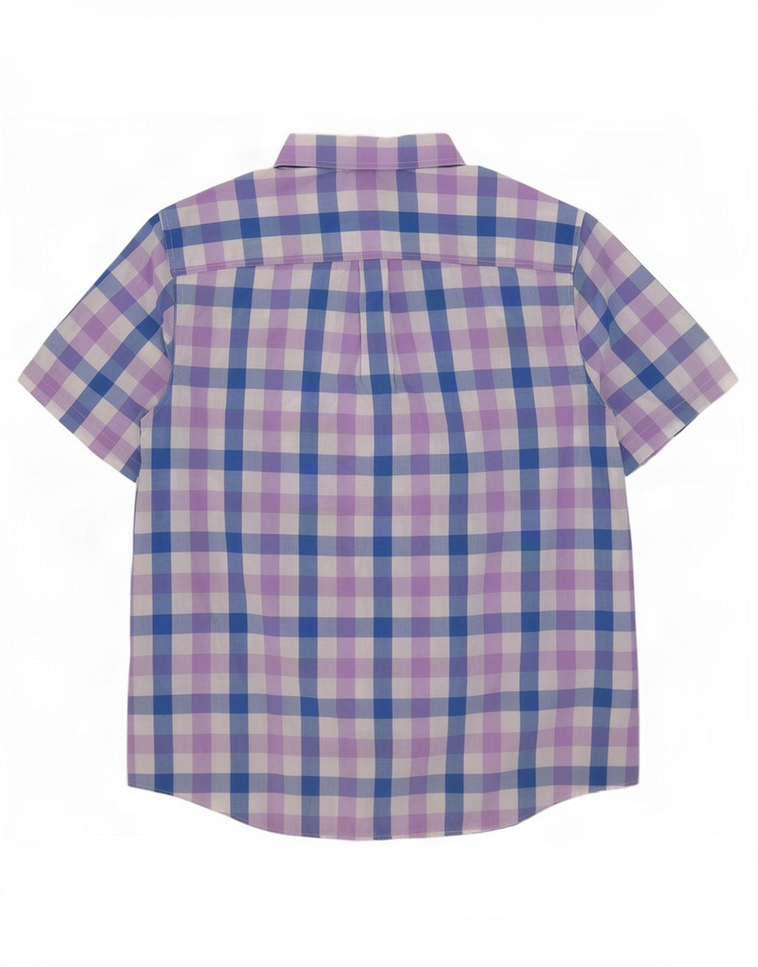 Męska koszula z krótkim rękawem Chaps Easy Care, 2XL, niebieska bawełniana kratka
