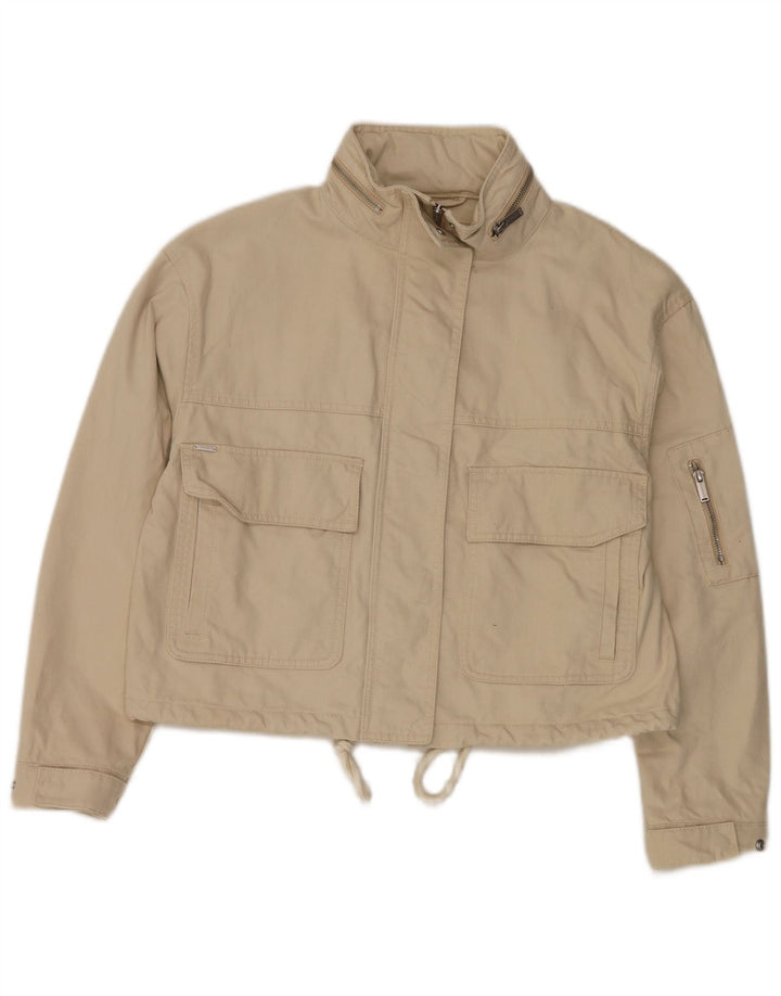 Damska kurtka typu oversize Superdry Crop UK 8, mała, beżowa, bawełniana