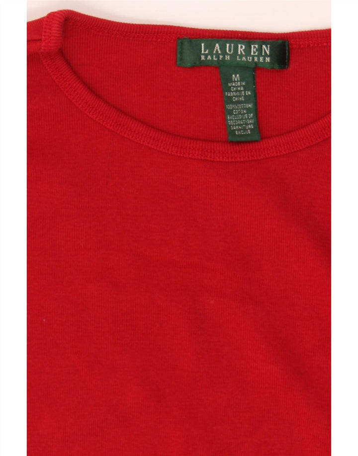 RALPH LAUREN Womens Top Long Sleeve UK 12 Medium Red Cotton Vintage Ralph Lauren and Second-Hand Ralph Lauren from Messina Hembry 