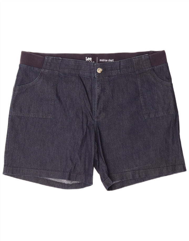 LEE Damskie spodenki jeansowe Riders Mid Rise US 22 2XL W44 L7 Granatowa bawełna