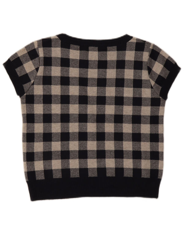 Damski sweter Topshop z dekoltem w łódkę, UK 10, mały, granatowy w kratkę