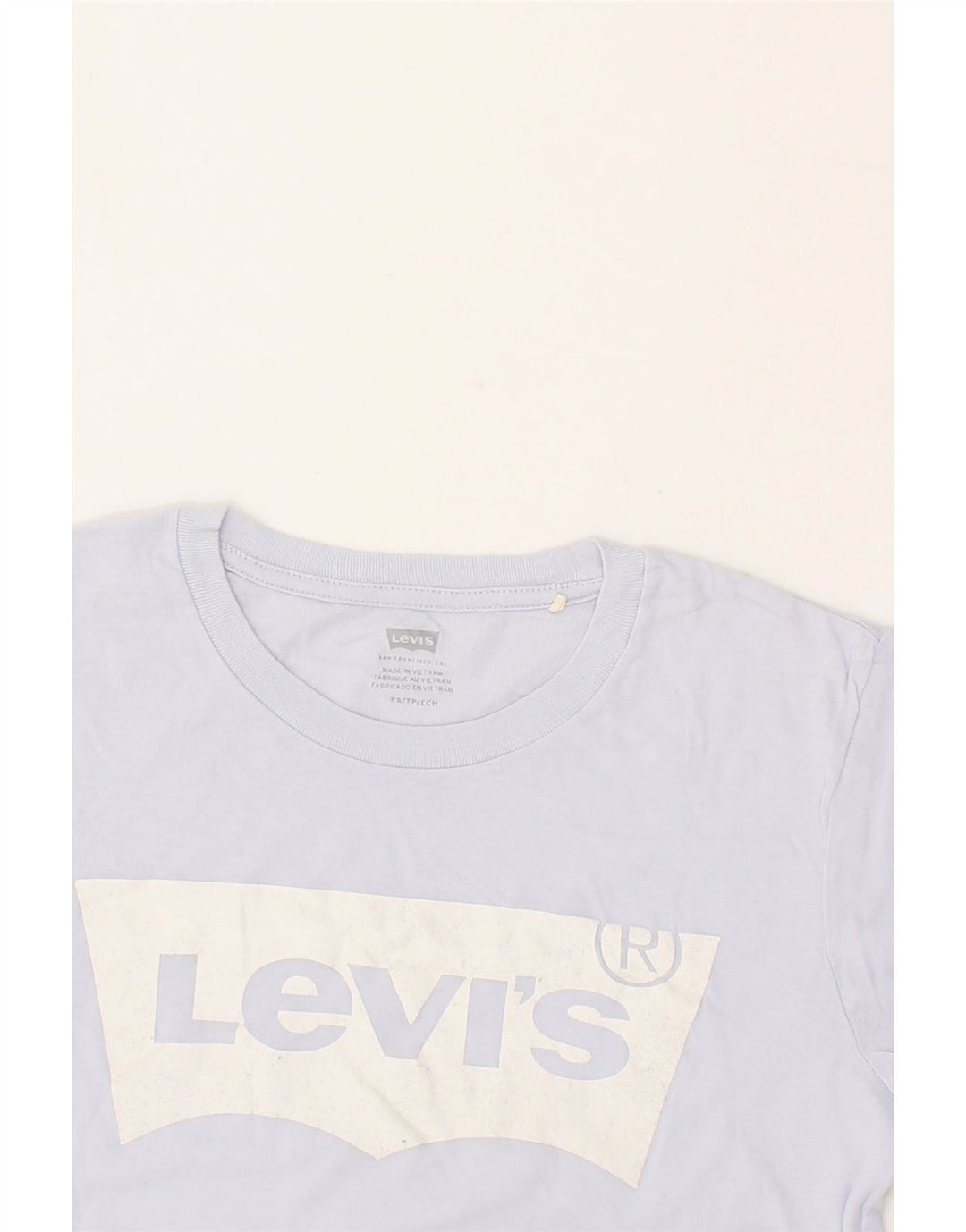 LEVI'S Womens Graphic T-Shirt Top UK 6 XS Blue | Vintage Levi's | Thrift | Second-Hand Levi's | Used Clothing | Messina Hembry 