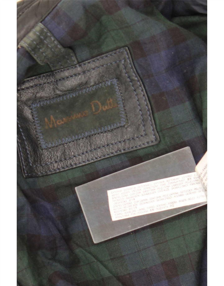Męska kurtka skórzana Massimo Dutti UK 42 XL Czarna skóra owcza