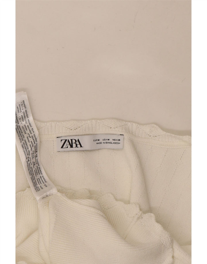 ZARA Womens Vest Tank Top UK 12 Medium Off White Viscose