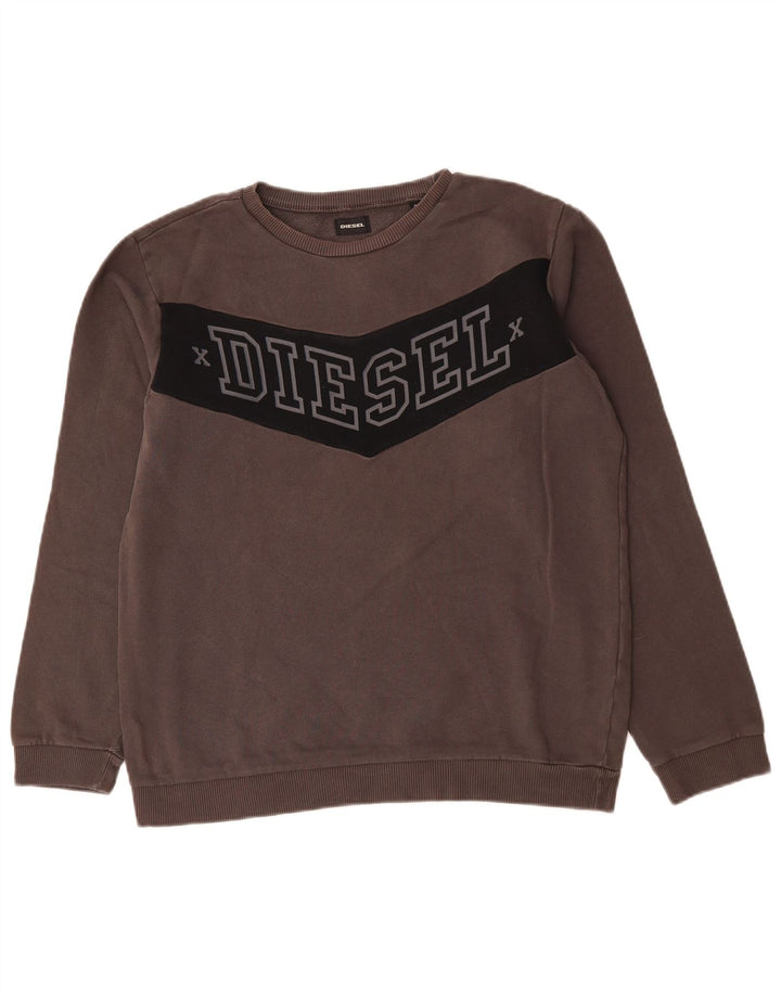 Męska bluza z grafiką Diesel, mała, szara, z blokami kolorów