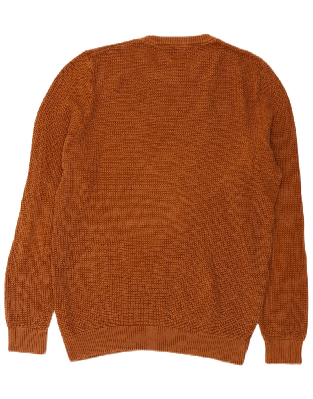 Męski sweter Zara z okrągłym dekoltem, duży, brązowy, bawełniany