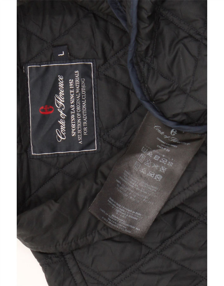 Męska pikowana kamizelka Conte of Florence UK 40, duża, granatowa, poliestrowa