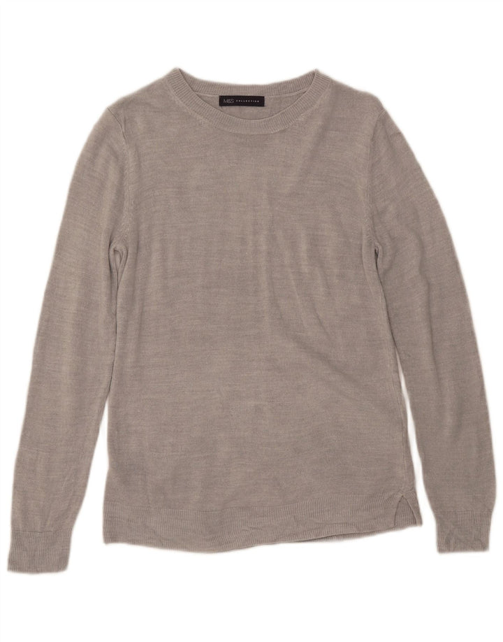 Marks & Spencer Damski sweter z dekoltem w łódkę UK 12 Średni szary akryl