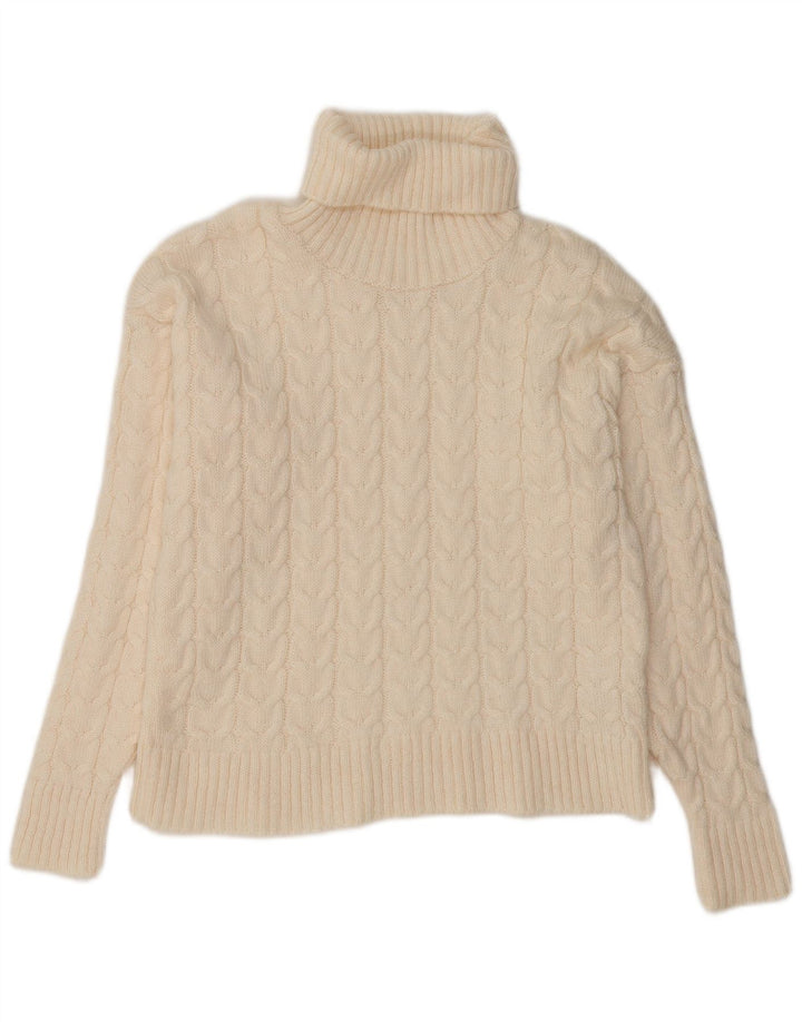 VINTAGE Womens Roll Neck Jumper Sweater UK 14 Medium White Classic