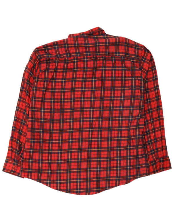 Vintage męska koszula flanelowa 2XL, bawełniana w czerwoną kratę