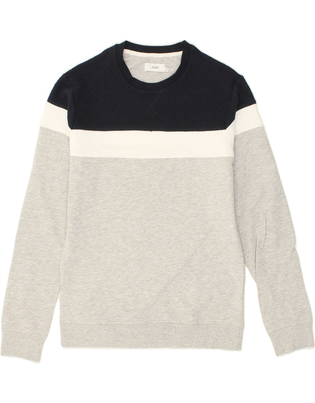 JULES Mens Sweatshirt Jumper Small Grey Colourblock Cotton Vintage Jules and Second-Hand Jules from Messina Hembry 