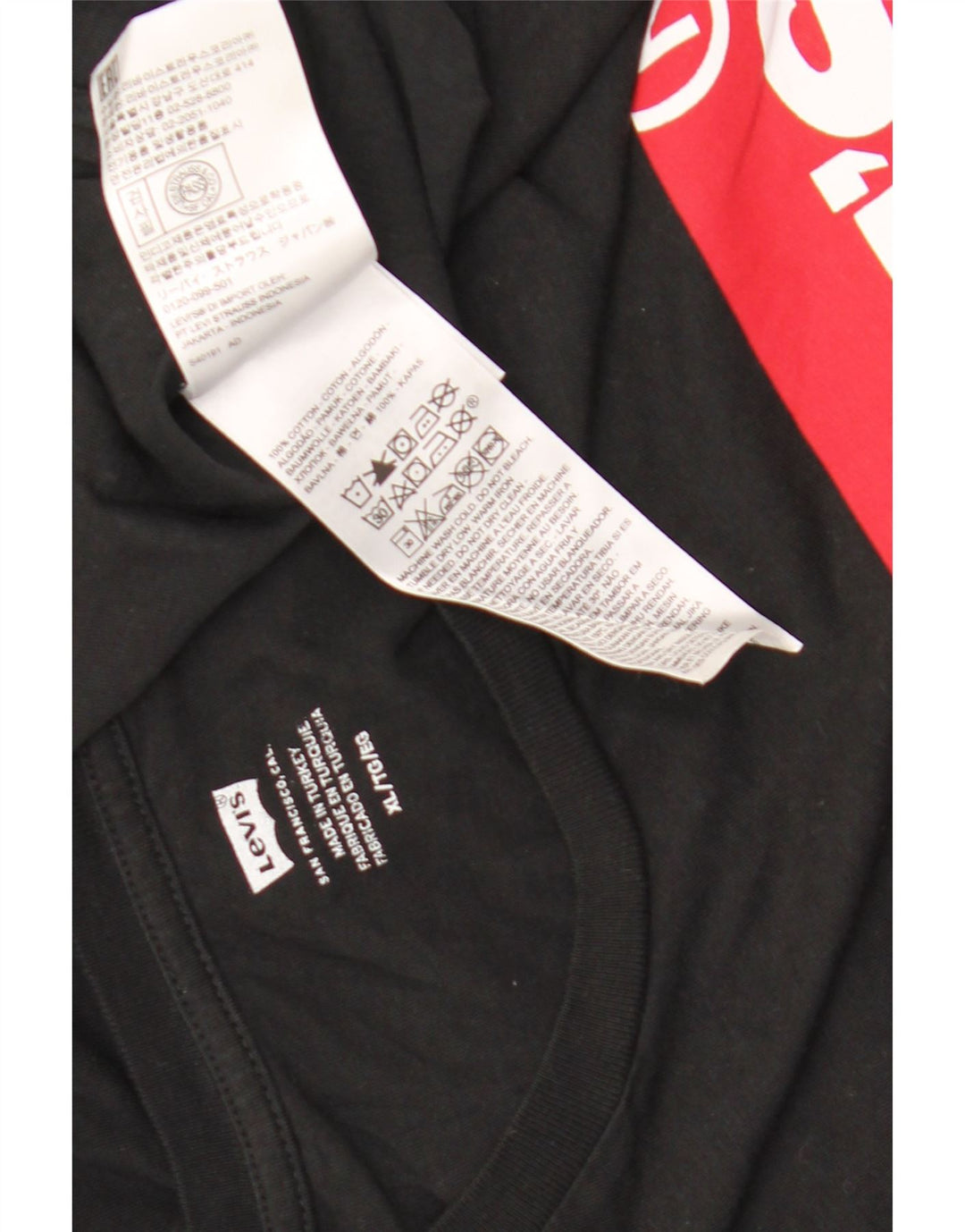 Męski graficzny top Levi's z długim rękawem XL, czarny, bawełniany